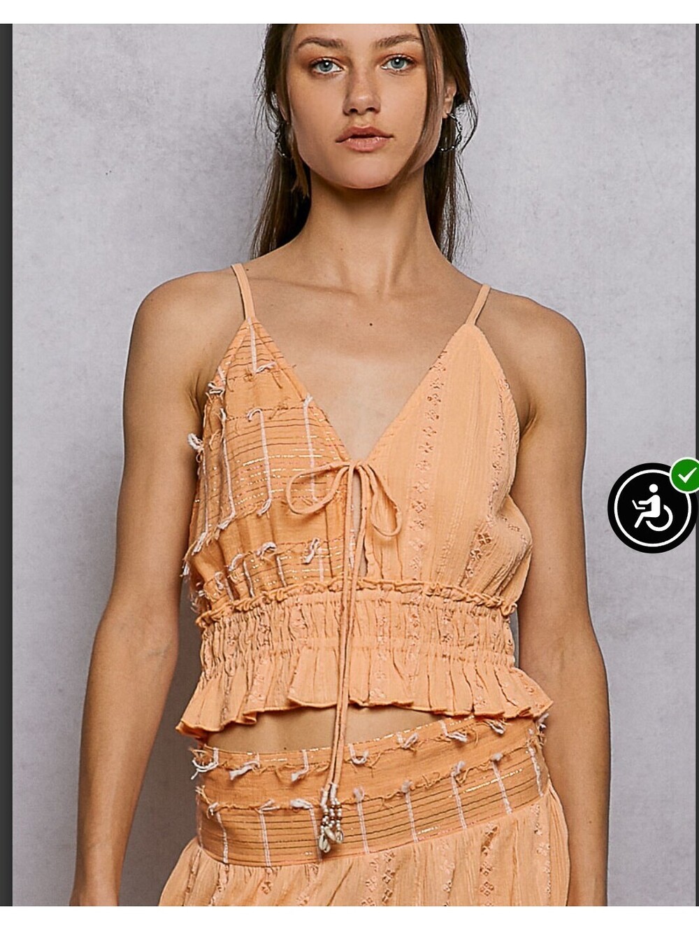 NWT POL size M coral orange cropped Smocked top women Seashells Tank